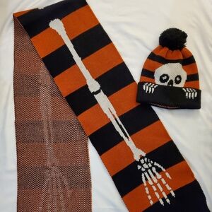 Banned Retro Skeleton Scarf and Hat Set